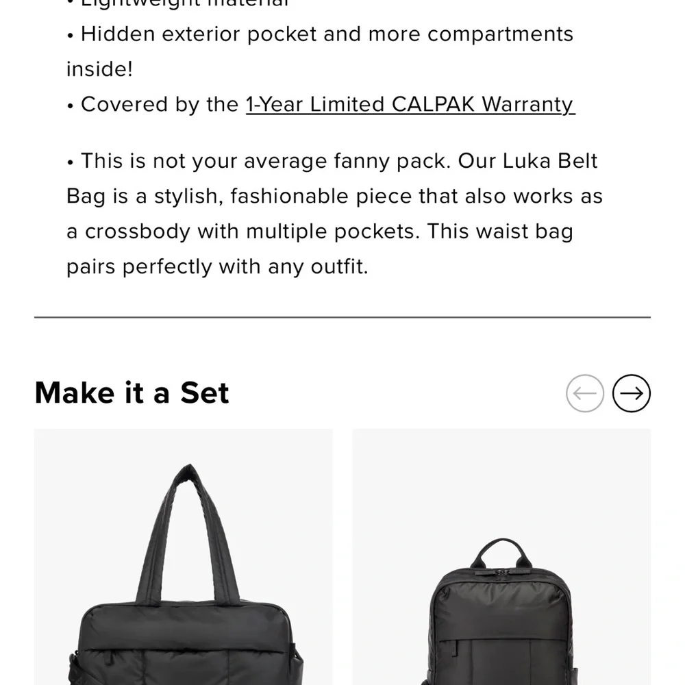 Calpak Black Luka Belt Bag Fannypack